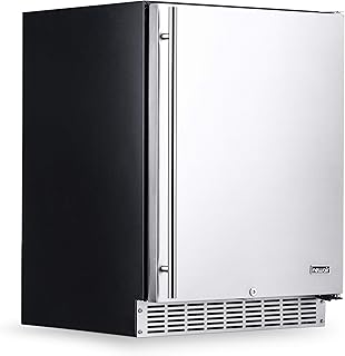 NewAir 24” Outdoor Beverage Fridge | Freestanding or Built-In Under counter Refrigerator for Outside Patio | Weatherproof Outdoor Fridge for 160 Cans with Auto-Closing Door | Stainless Steel