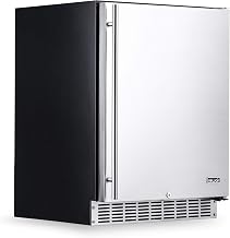 NewAir 24" Built-in 160 Can Outdoor Beverage Fridge in Weatherproof Stainless Steel with Auto-Closing Door and Easy Glide Casters. New Air Mini Fridge, Built-In or Freestanding Outdoor Fridge