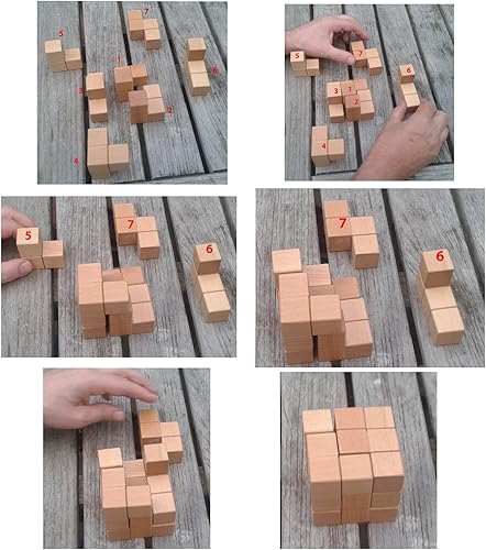 Miniatura 4 de TOWO - Rompecabezas de madera grande de Soma – Rompecabezas de rompecabezas de lógica IQ para niños y adultos – Conjuntos de regalo para hombre,