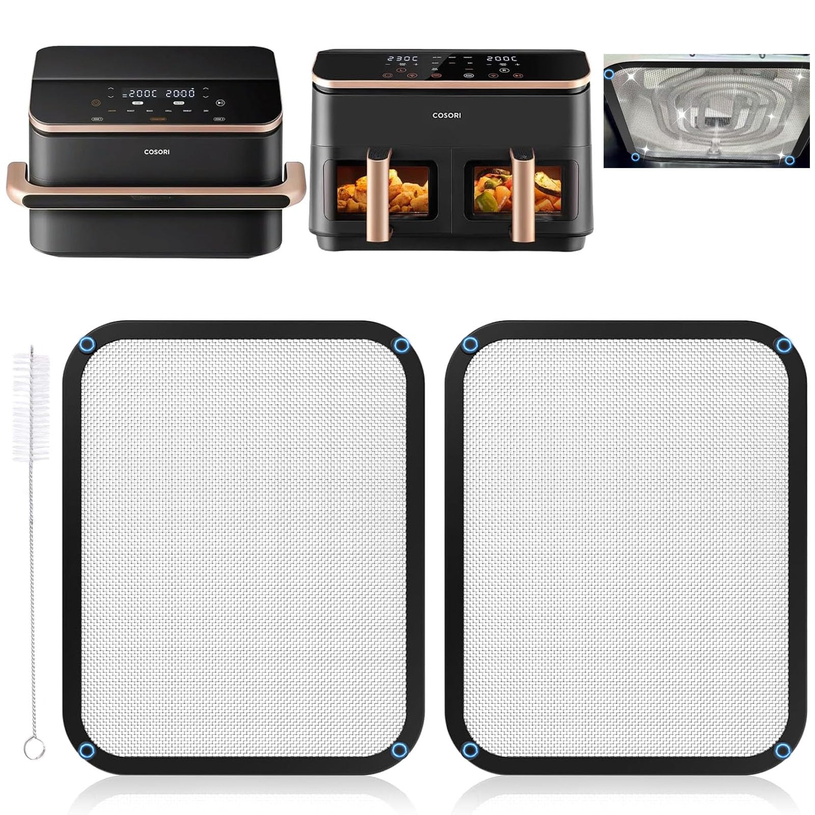 Protector contra salpicaduras de acero inoxidable para freidora Cosori Airfryer 8,5 L/Dual Blaze TwinFry 10 L, malla fina, protección contra salpicaduras de grasa, freidora de aire caliente, accesorio