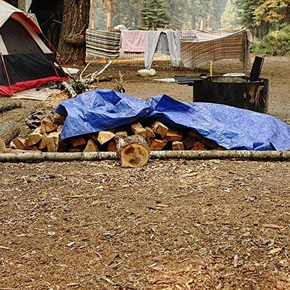 Namiot plażowy wielofunkcyjny niebieski pokrowiec z poliestru wodoodporny plandeka ekonomiczna z metalowymi przelotkami do baldachimu namiotu łodzi samochody pokrowiec na basen kemping patio 6,5 * 9,8 stopy namiot kempingowy
