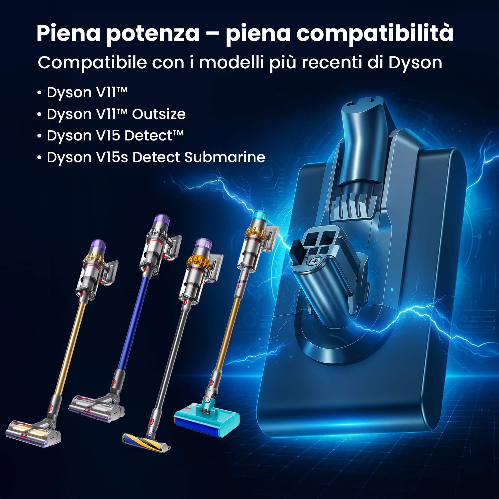EXTRALINK Batteria per Dyson V12 Detect Slim Absolute – Batteria di Ricambio per Aspirapolvere 25,2V 2500mAh - Li-ion, Lunga Durata - Compatibile con Dyson Ricambi e Accessori - Facile da Installare