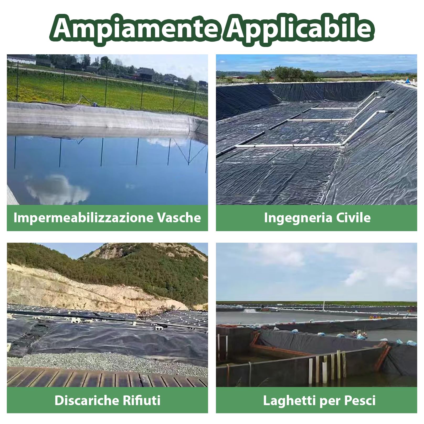 Telo per Laghetto, Rivestimento per Laghetto, Fodera per Laghetto Impermeabile ad Alta Resistenza, Resistente agli Strappi, Stabilizzato UV, per Fontane e Giardini Acquatici 3x11.5m