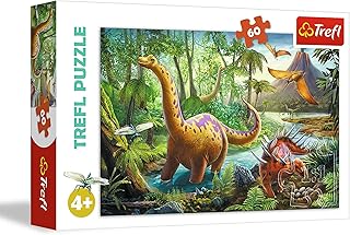 Trefl Wędrówka Dinozaurów Puzzle 60 Elementów o Wysokiej Jakości Nadruku dla Dzieci od 4 lat