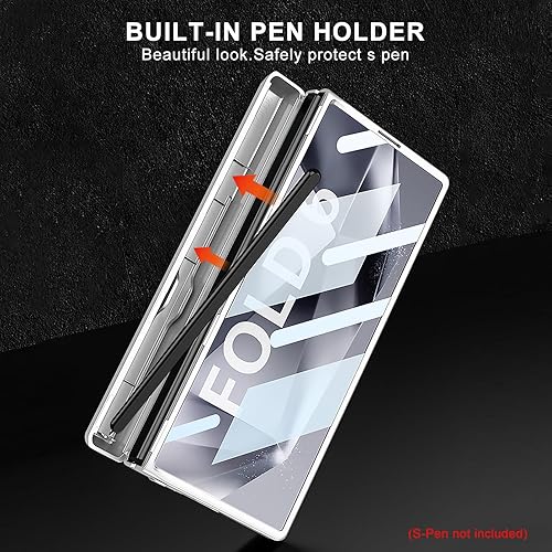 Miniatura 110 de DOOTOO - Funda para Samsung Galaxy Z Fold 6 con soporte de anillo, Z Fold6 S Pen con soporte y cubierta deslizante para cámara y protector