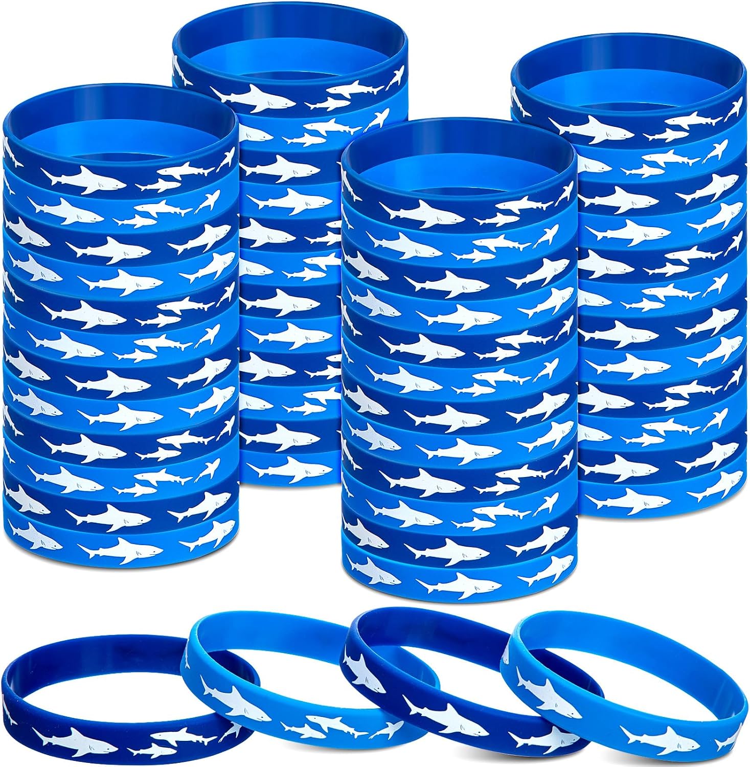 meekoo 24 Pcs Shark Rubber Bracelets Party Favors Birthday,Delicate