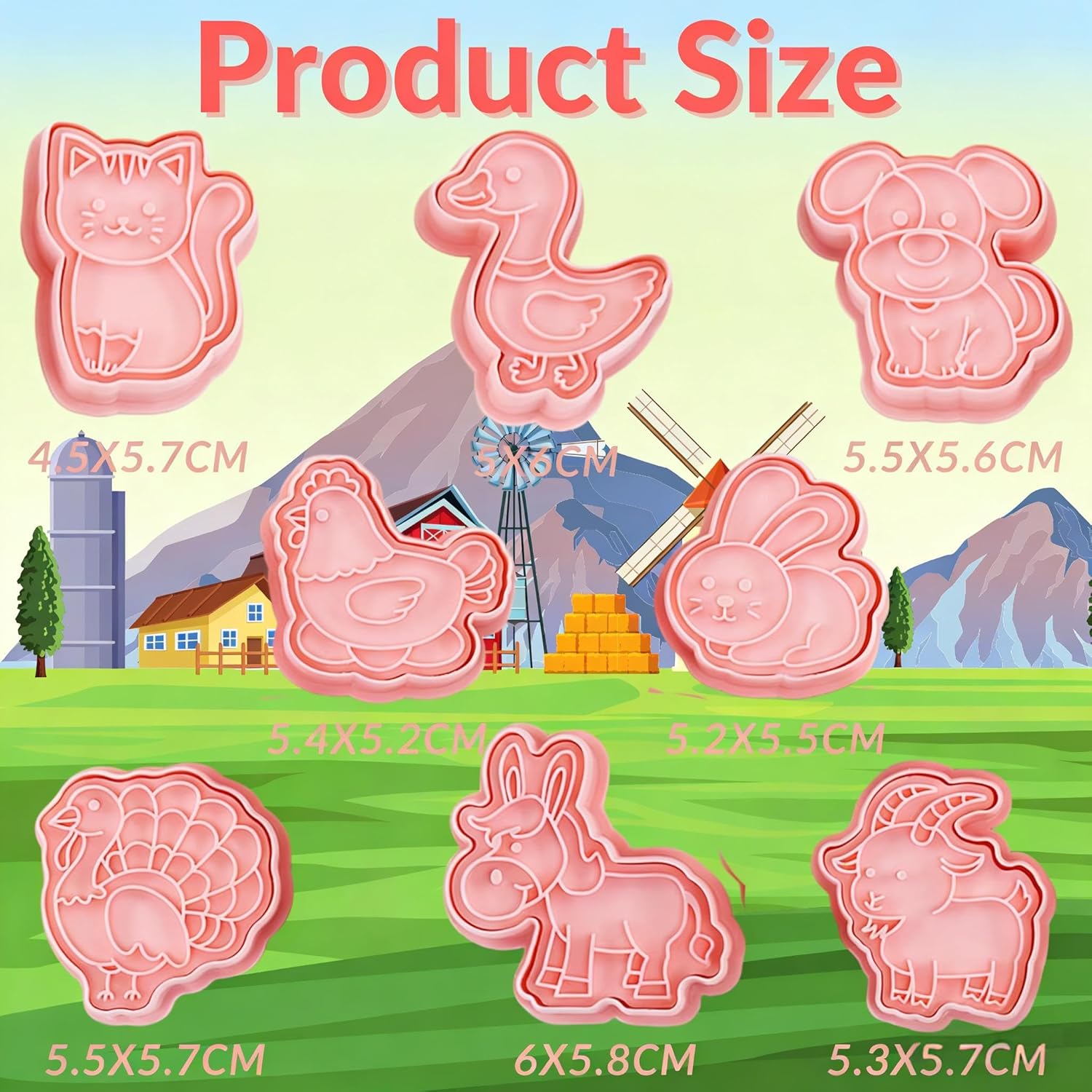 Farm Animal Cookie Cutter Set-8 Plastic Cookie Cutter Stamp- Farm Animal Theme Fun Cookie Mold, Home Baking Set.(Type B) - Image 6
