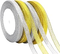 Vista 20 de DECYOOL - Cinta de Navidad, 4 rollos de 100 yardas de cintas navideñas para envolver regalos (0.6 in de ancho, rojo, verde, dorado y plateado)