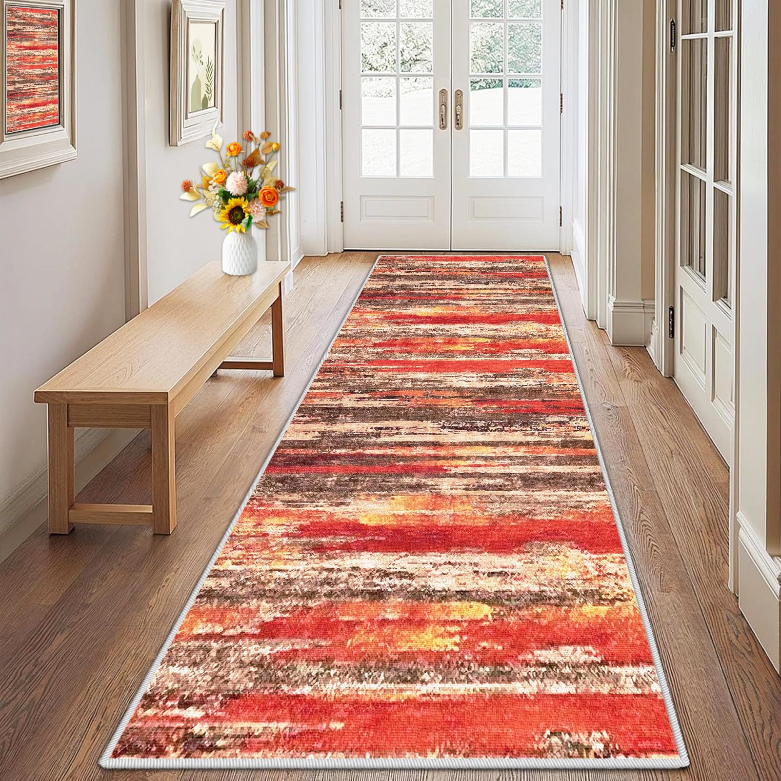 Dywanik dywanowy, nadaje się do prania, antypoślizgowy, 80 x 180 cm, dywanik do korytarza, dywanika do korytarza, dywan do korytarza, dywan wejściowy
