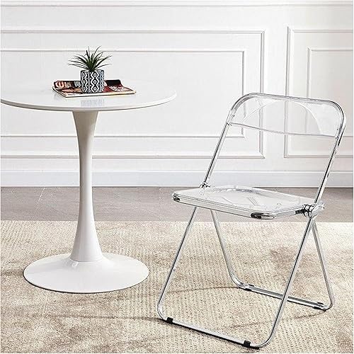 Miniatura 7 de BOOSDEN Silla moderna de acrílico transparente, silla plegable de plástico, asiento de cristal con marco cromado apilable, sillas plegables