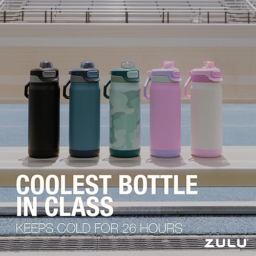 Miniatura 6 de ZULU Powerfill Pro - Botella de agua de acero inoxidable de 18 onzas para niños, con tapa de llenado rápido, triple pared aislada al vacío, tapa de