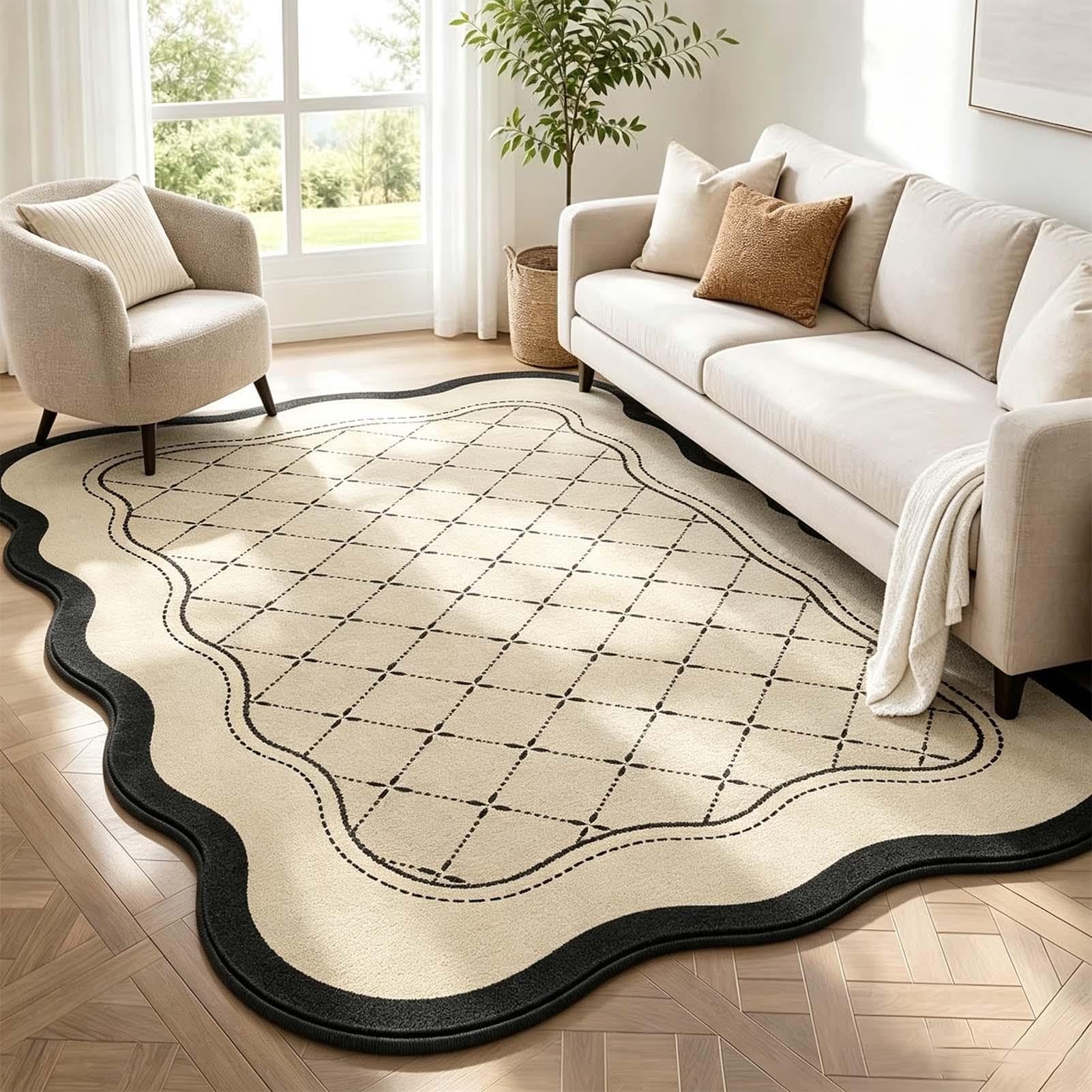 Vintage-Teppich mit unregelmäßiger Form für Wohnzimmer