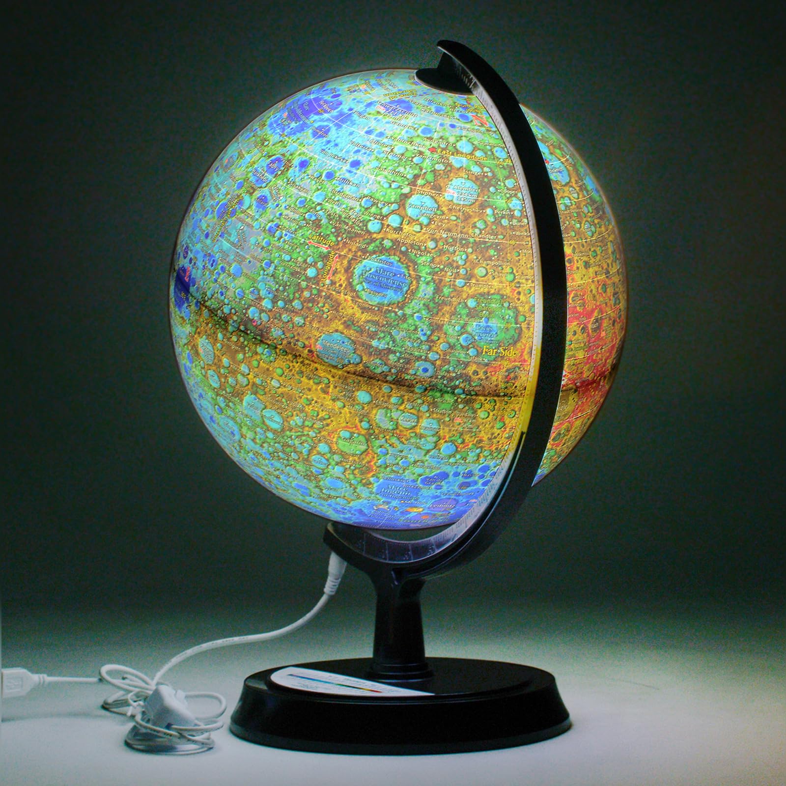 Mapsoft MTI-24 - Mappamondo con topografia illuminata, 24 cm