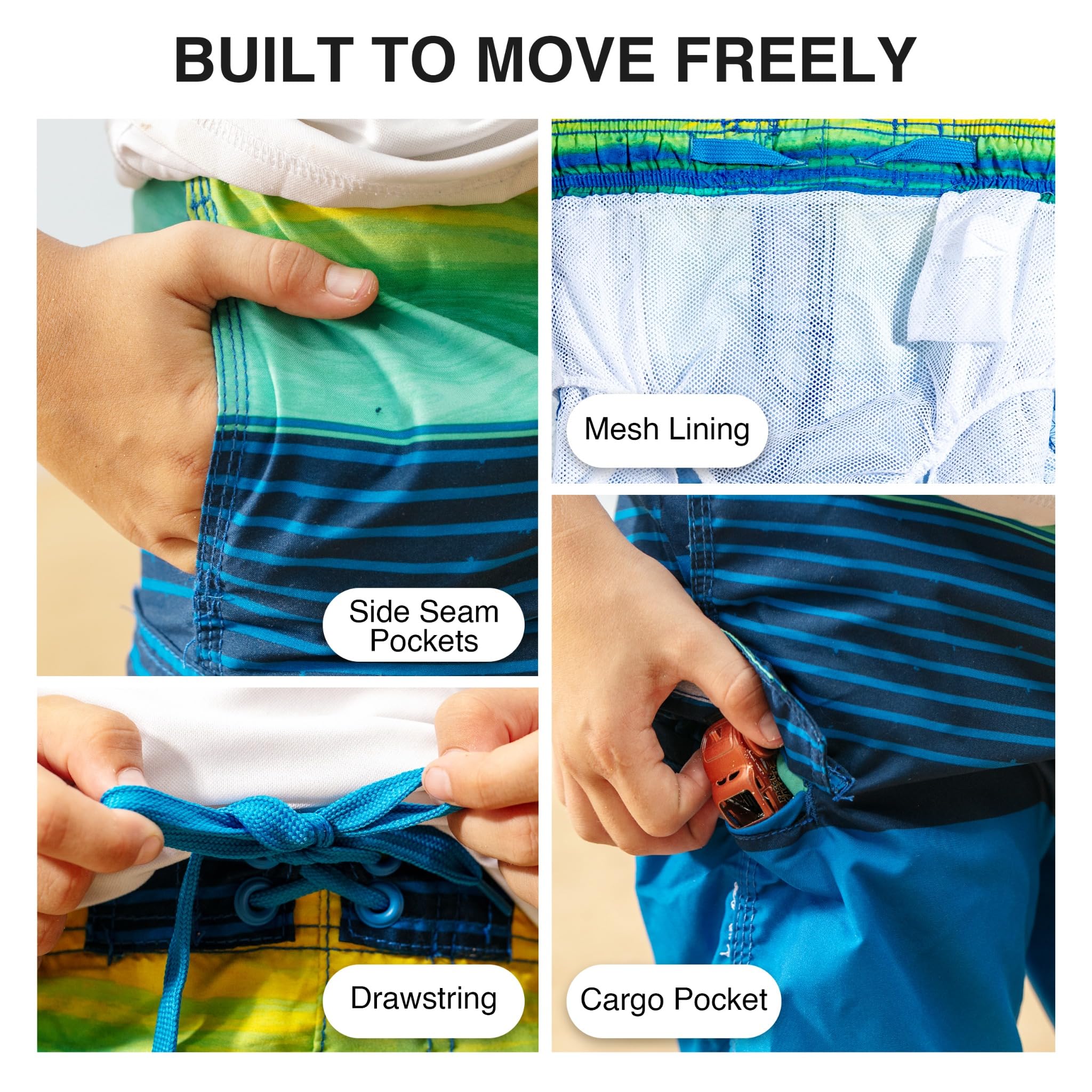 Kanu Surf Boys' Yolo Quick Dry UPF 50+ Beach Swim Trunk, Moonbeam Royal, Medium (10/12)