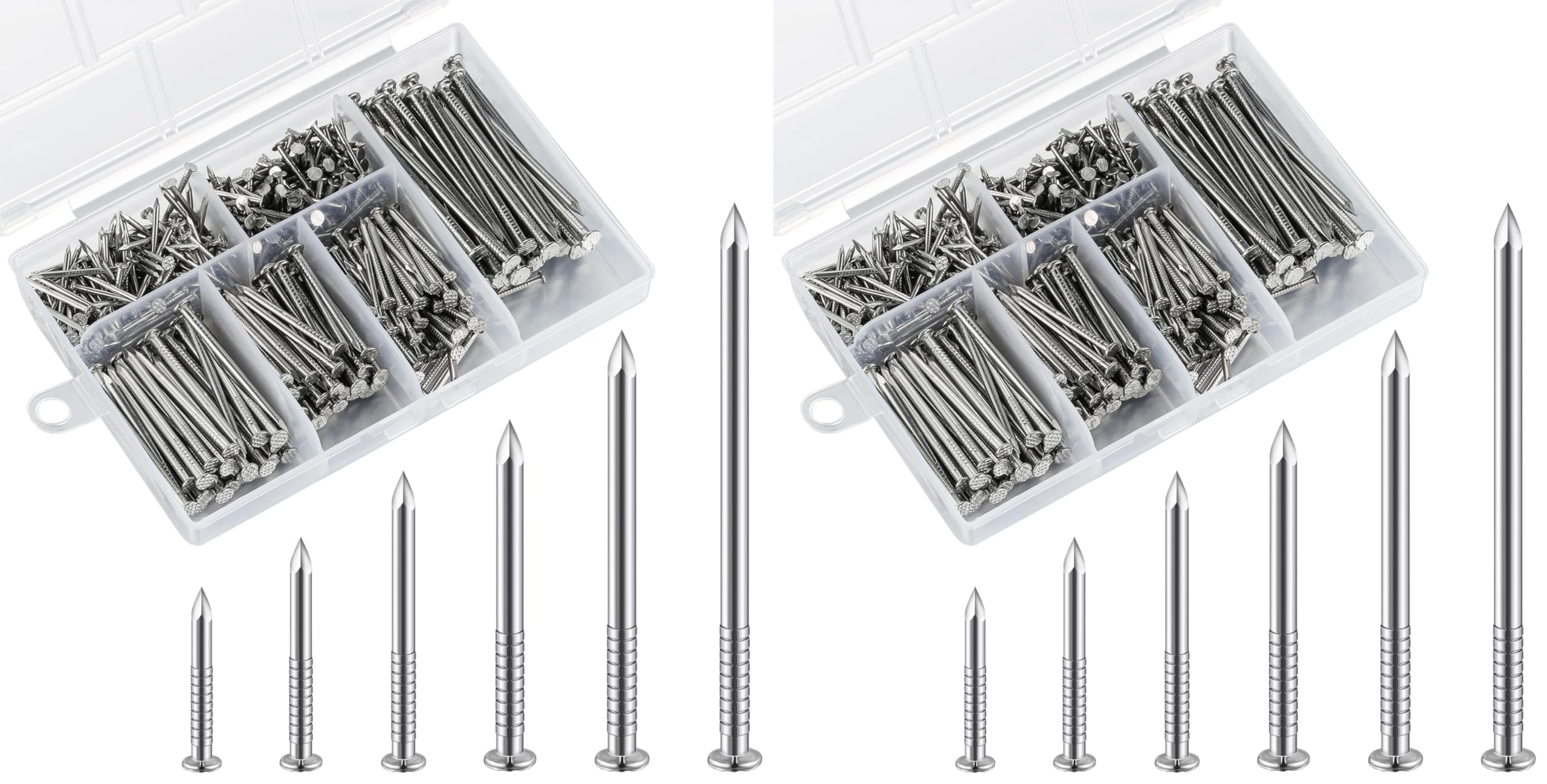 Wensilon 430pcs Stainless Steel 304 Nails Kit, Hanging Nails Kit, Wall Nails Kit, Dowels Kit, Long Nails Kit (Pack of 2)