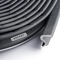 BBTO V-Shaped Foam Weather Stripping for Doors & Windows, 40ft Black Kerf Seal - Soundproof, Waterproof Gap Blocker, Easy Install