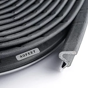 Door   Weather   Stripping  Soundproof  Door   Seal  Strip Shaped Foam Kerf  Door  Frame  Weather   Stripping  for Doors Windows, Card Slot Installation Seals Large (Black,40 Feet)