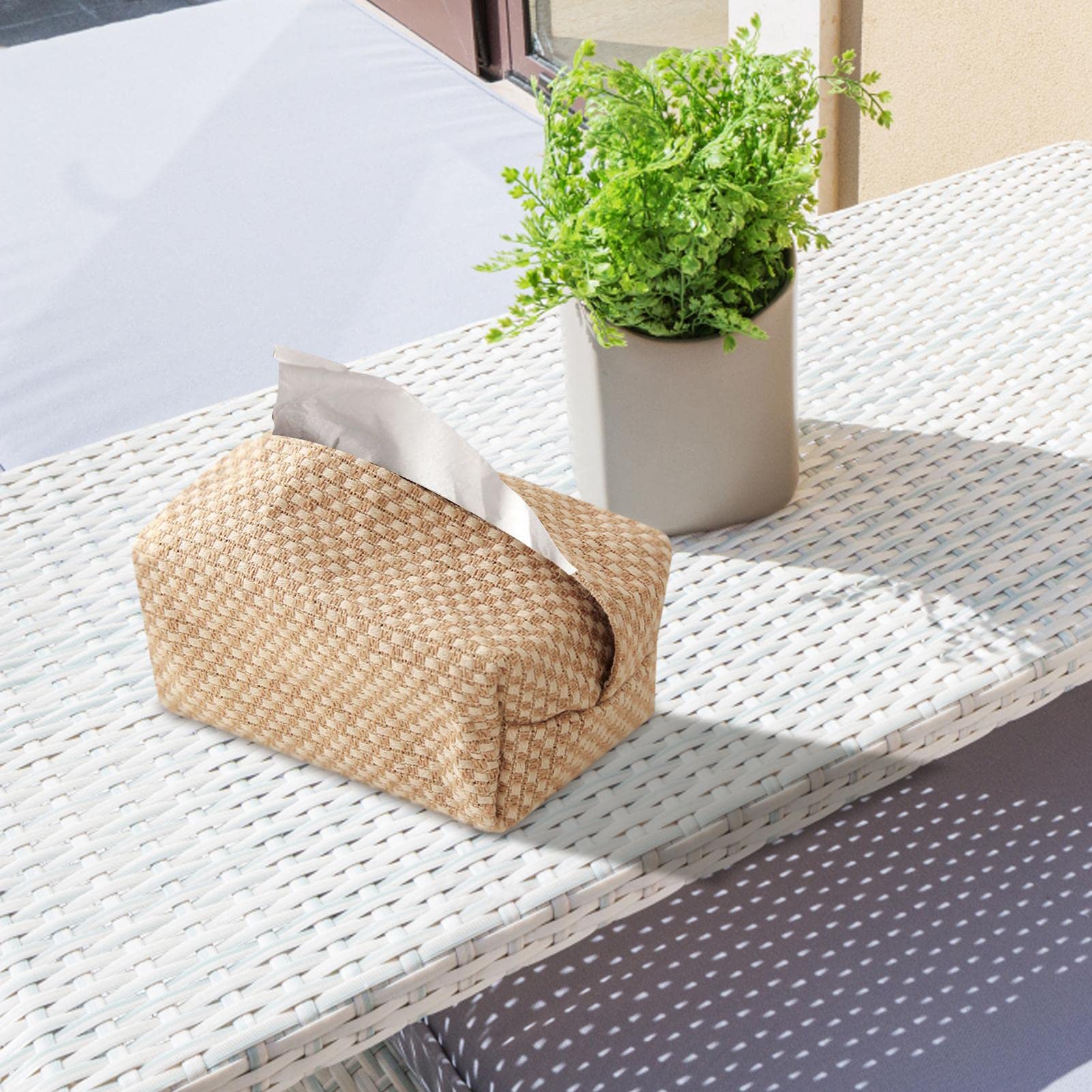 Copri Scatola Fazzoletti In Rattan Intrecciato A Mano – Design Quadrato Naturale – Elegante Contenitore Per Bagno, Soggiorno, Scrivania E Tavolo