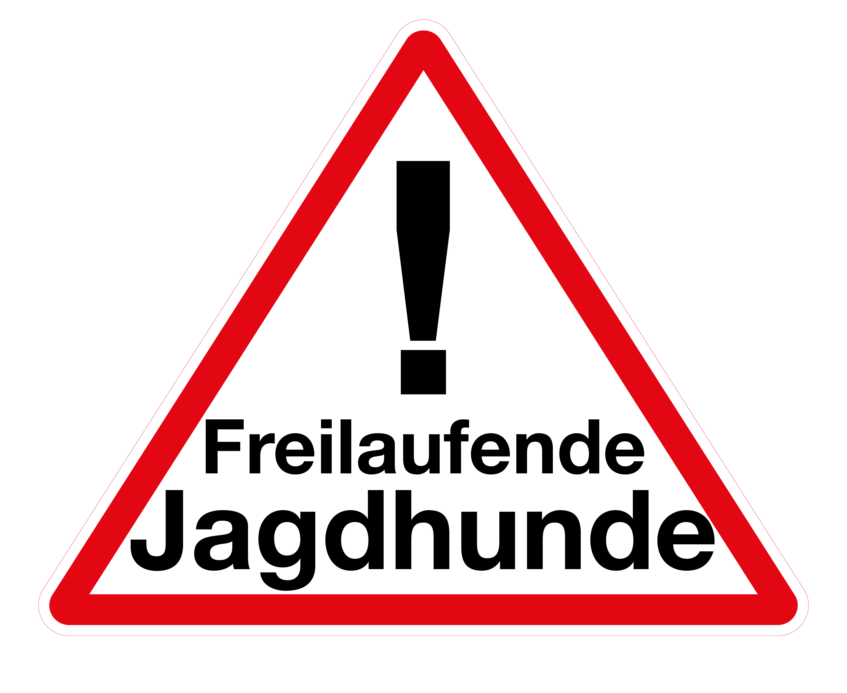 Schild Aufsteller - Freilaufende Jagdhunde - Dreieck 50 cm x 40 cm - 4 mm Alu Verbundplatte - freistehend – Bild 6