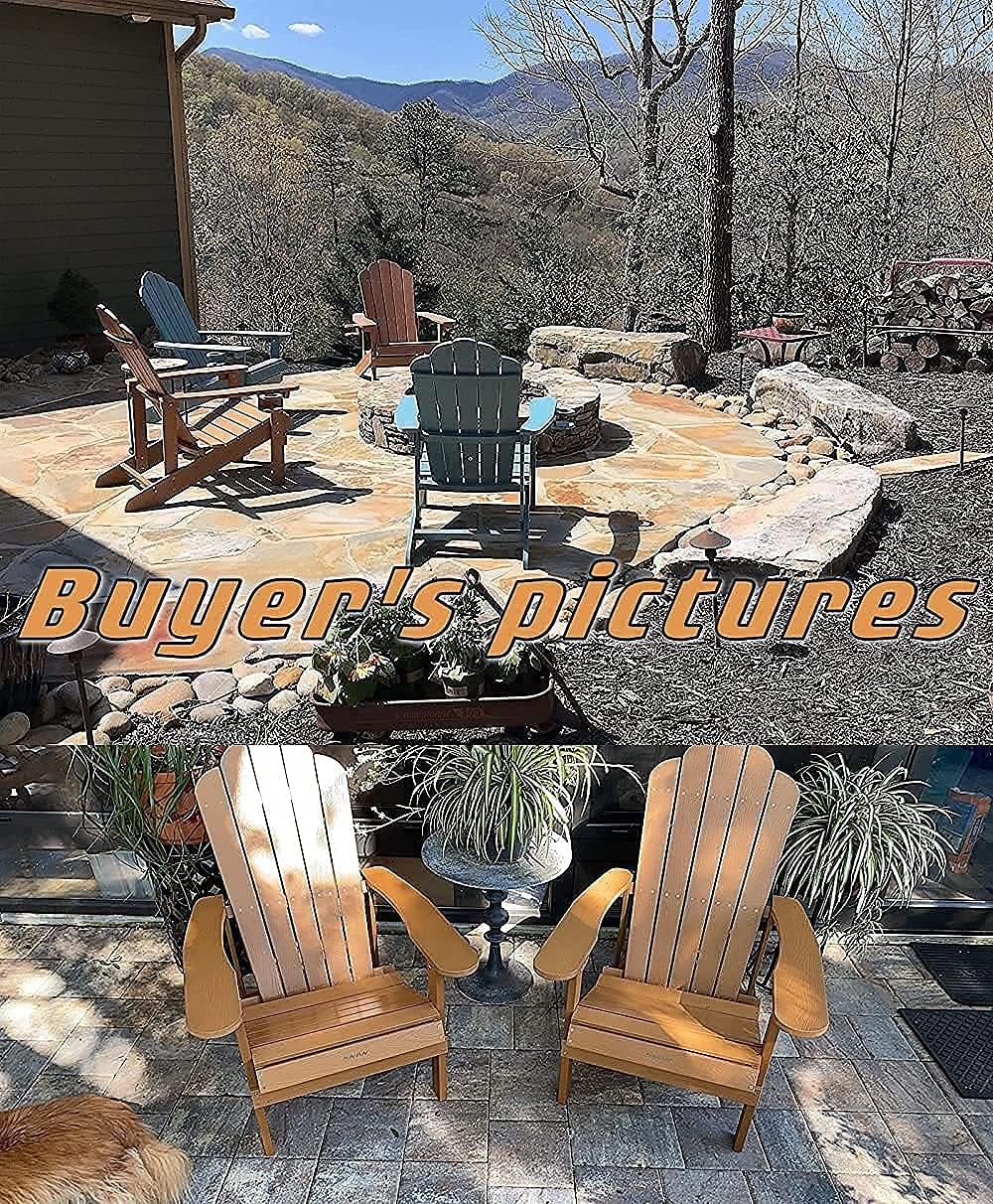 Adirondack Chair Weather Resistant with Cup Holder, SNAN All-Weather Patio Chair for Garden&Outdoor Fire Tables, Fade-Resistant Outdoor Seating, Wood-Like Processing Sturdy Outdoor Chair(Teak) : Everything Else