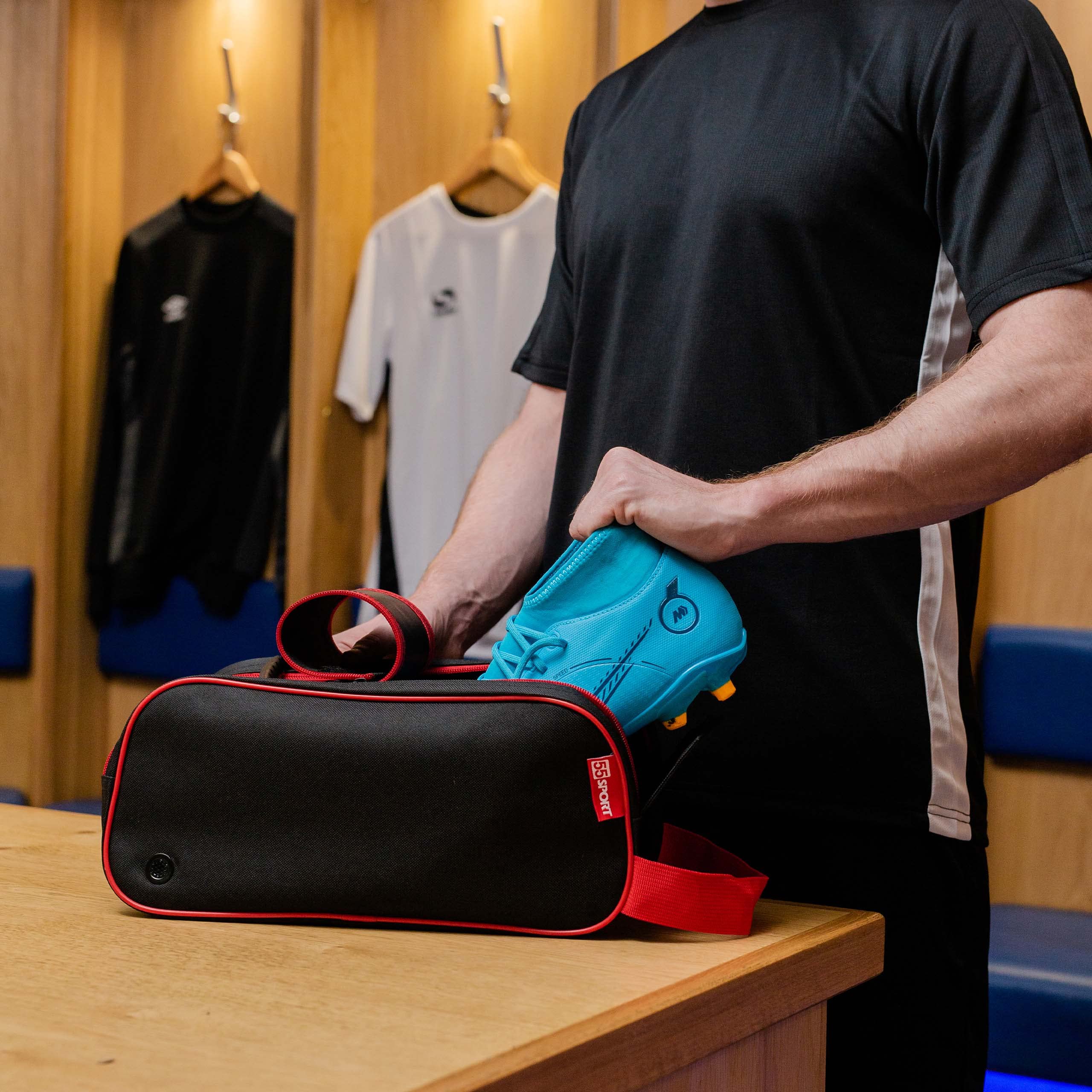 55 Sport Classic Football Boot and Shoe Bag - Black & Red - Image 3