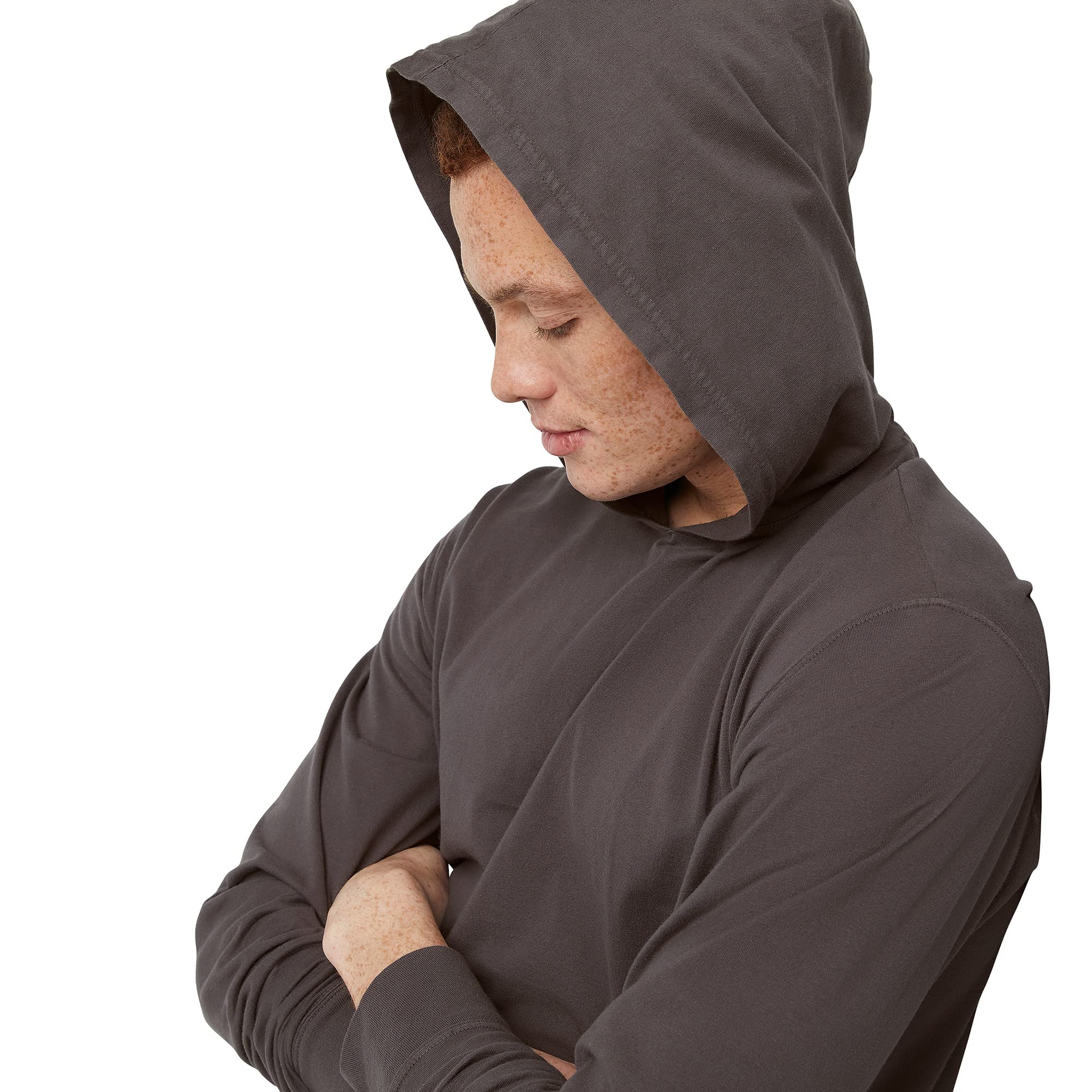 Hanes Originals Hooded Long Sleeve męska koszulka z kapturem Vintage Washed 100% bawełna Tee, New Railroad szary, XXL