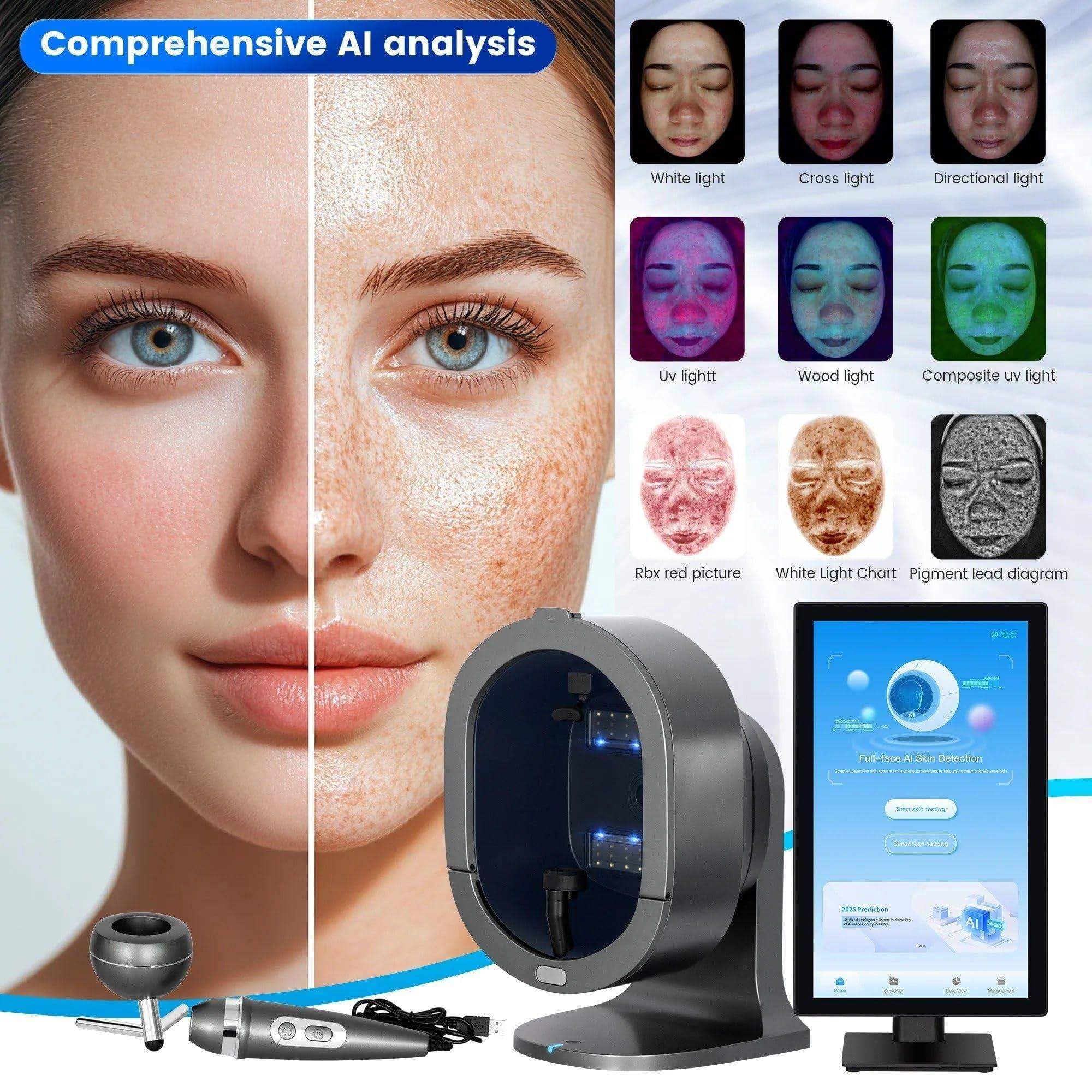 Strumento per L'analisi del Viso, Analizzatore Cutaneo Ia Professionale, 36 Megapixel, Dispositivo Diagnostico per L'analisi di Pelle E Cuoio Capelluto, per Acne,Pigmentazione 15.6in