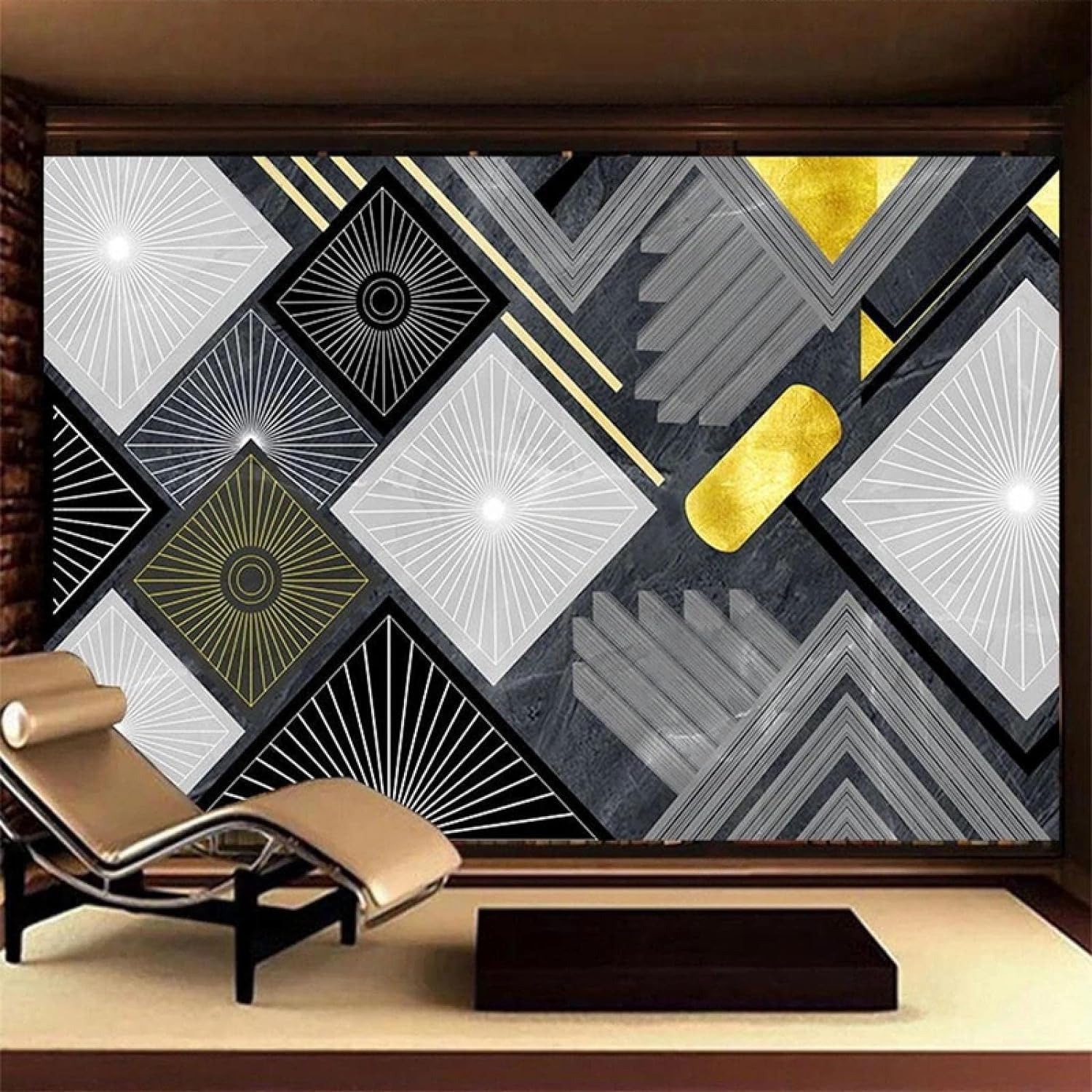 Papier peint 3D texture marbre géométrique pour masquer les défauts de mur