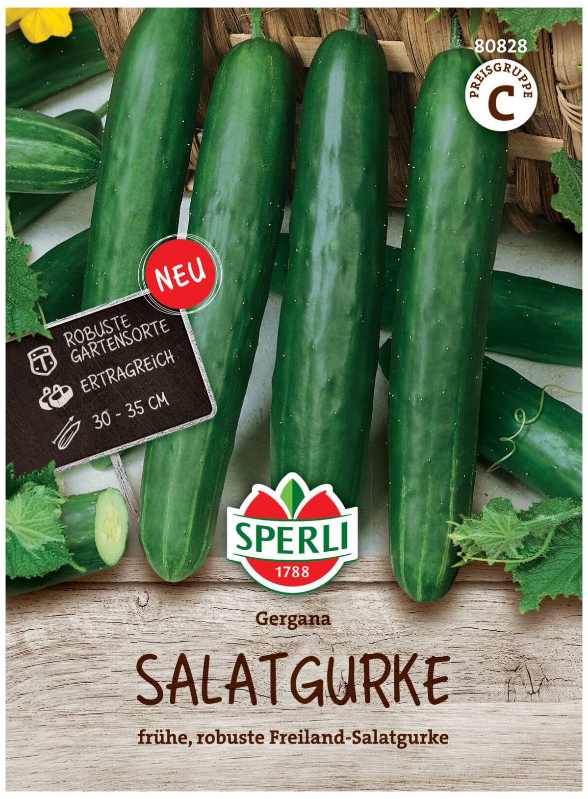 Sperli Salatgurkensamen Gergana 80828 für 35 Pflanzen – Ertragreiche Gurkensamen für Gewächshaus & Freiland, Kübelgeeignet, Bitterfrei, Aromatisch, Bis 35 cm lang, Gemüsesamen