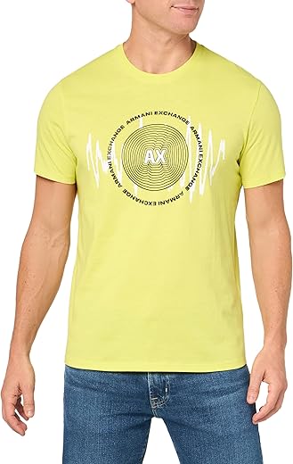 Armani Exchange Herren Regular Fit Cotton Sound Wave Printed Logo Tee T-Shirt