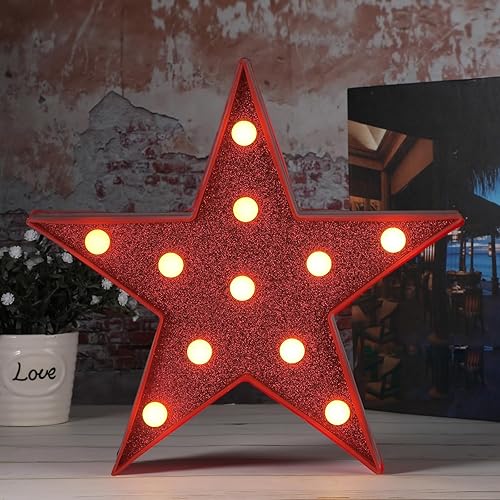Vista 18 de Tarpop 2 luces nocturnas de plástico con forma de estrella, funciona con pilas, luz LED de marquesina, lámpara de pared para sala de cine