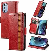 Vista 265 de Funda para Honor X7, Funda para Honor Play 30+ Plus Funda de piel sintética con ranuras para tarjetas Funda con soporte abatible Rojo