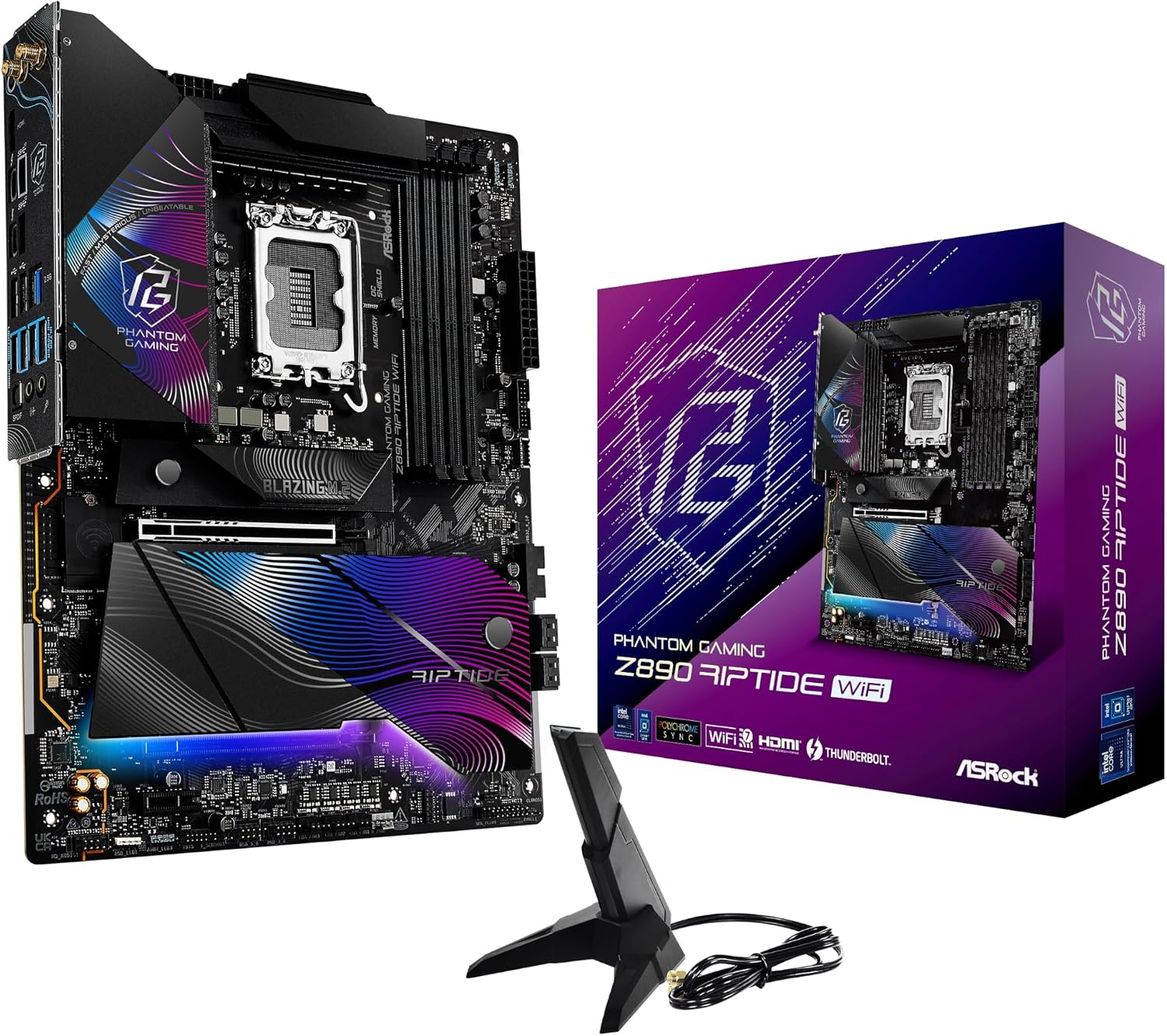 Intel Core Ultra Phantom Gaming Z890 Riptide WiFi 7 ATX Motherboard DDR5 9066 MHz 256 GB LGA1851 RL-ILM M.2 PCIe 5.0