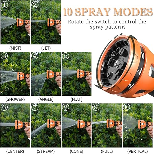 Miniatura 3 de Boquilla de manguera de agua Boquilla de manguera de jardín Boquilla de pulverización con 10 patrones de boquillas de manguera de alta presión