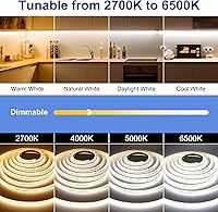 Vista 4 de CCT COB LED Strip Lights, 65.6ft Dimmable 2700K-6500K 24V Tunable White LED Light Strip Kit, High Density CRI 90+ LED Strips with Remote Controller