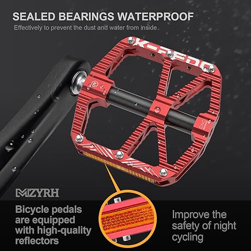 Miniatura 4 de Pedales de bicicleta de montaña MTB, plataforma plana, aleación de aluminio, antideslizante, 916 pulgadas, pedales de bicicleta de metal con 3