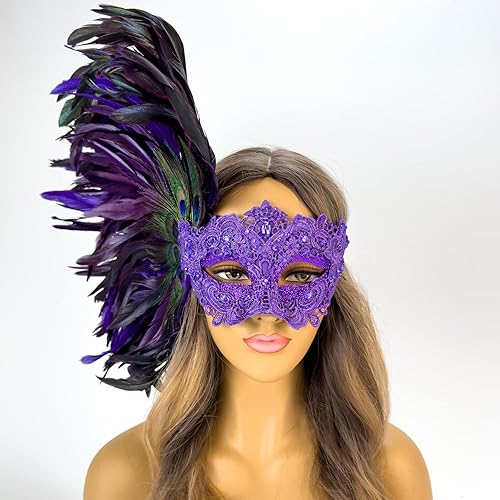Miniatura 2 de Máscara de plumas venecianas para mascarada, Mardi Gras, máscaras burlesque para mujer, máscaras de plumas venecianas