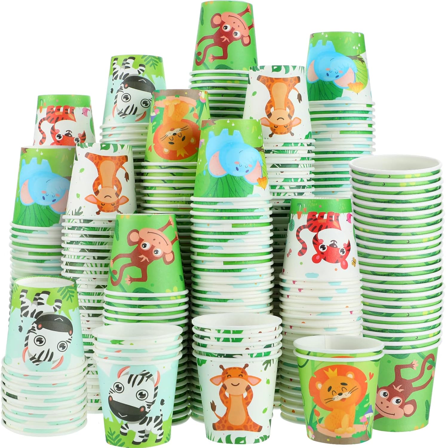 Skyley 600 Pack 3 oz Bathroom Paper Cups for Kids Disposable Mini Animal Mouthwash Cup Small Cold Beverage Drinking Container for Home Office Birthday Party Water Coolers(Animals Style)