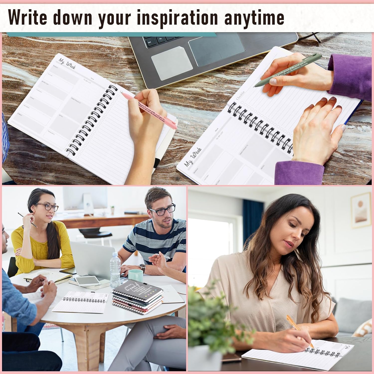 Resurhang 48 Pcs/24 Set Employee Appreciation Gift for Coworkers Staff Teacher Positive A6 Spiral Journal Notebook with Pen for Team Volunteer Week Lab Week(Fresh Color,May You)