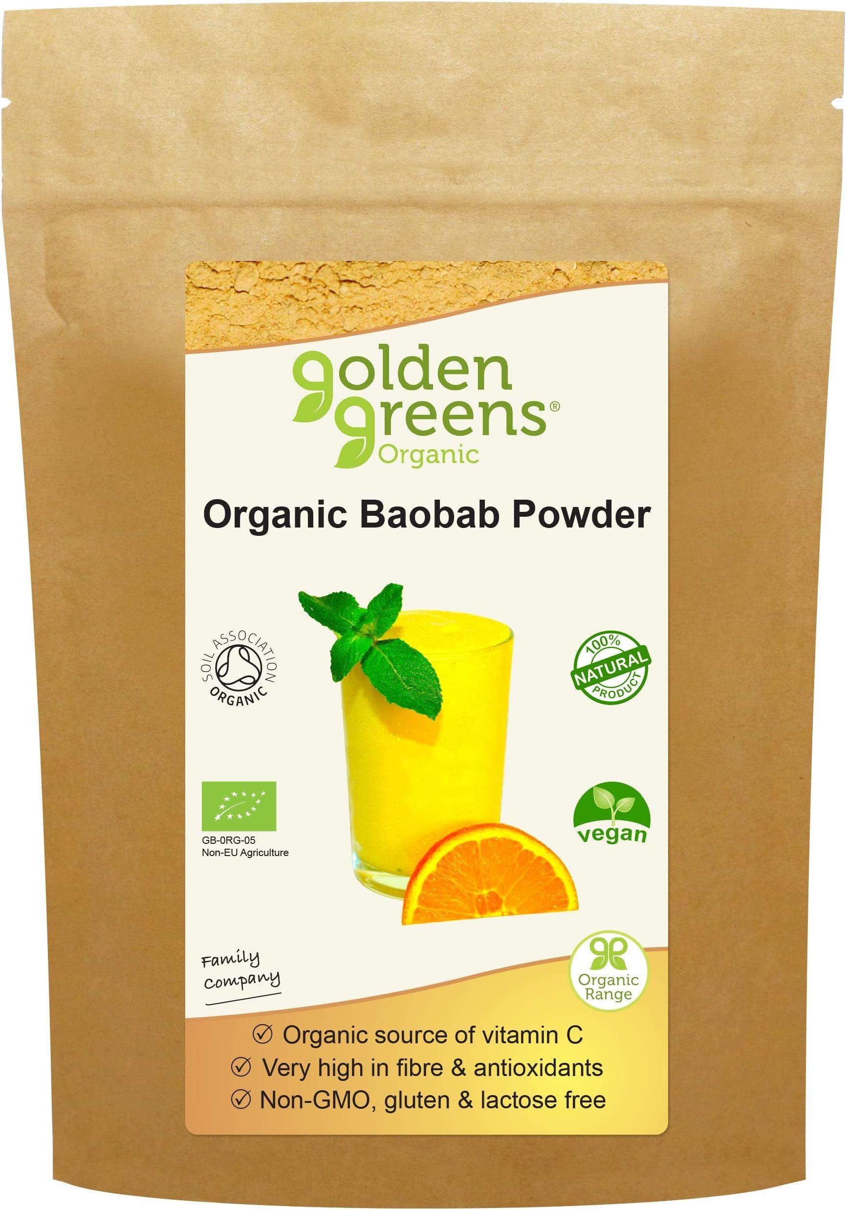 Golden Greens Organic Baobab Powder, 120 g