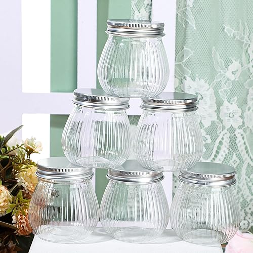Miniatura 4 de Yungyan 50 tarros de plástico transparente de 4 onzas con tapas, tarros de boca ancha, tarros de yogur con tapas y etiquetas, mini recipientes de