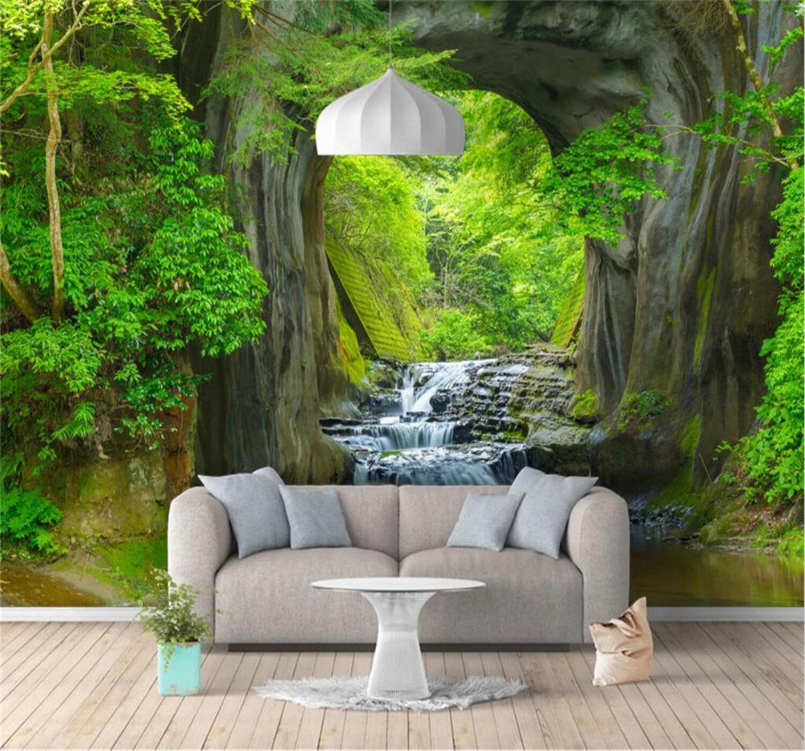 XLMING Beautiful Green Forest River Landscape 3D Wallpaper Luxury Silk Study Dining Feature Sofa Grey Bedroom Living Room Tv Decorative Wall-430cm×300cm