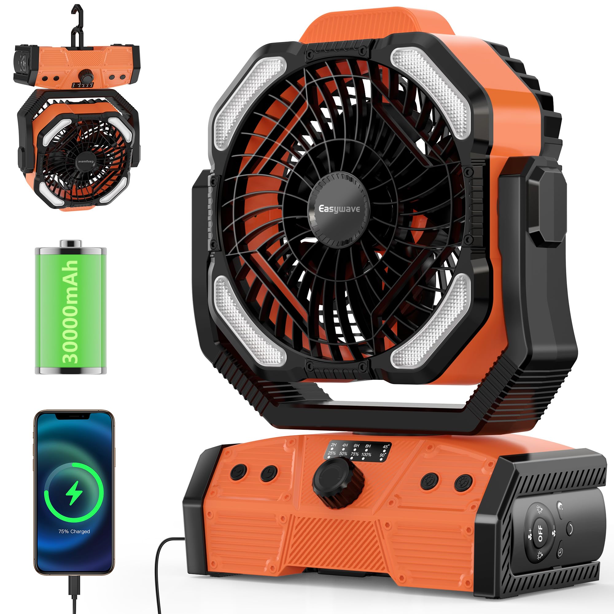 Easywave Camping Fan with LED Lantern 30000mAh