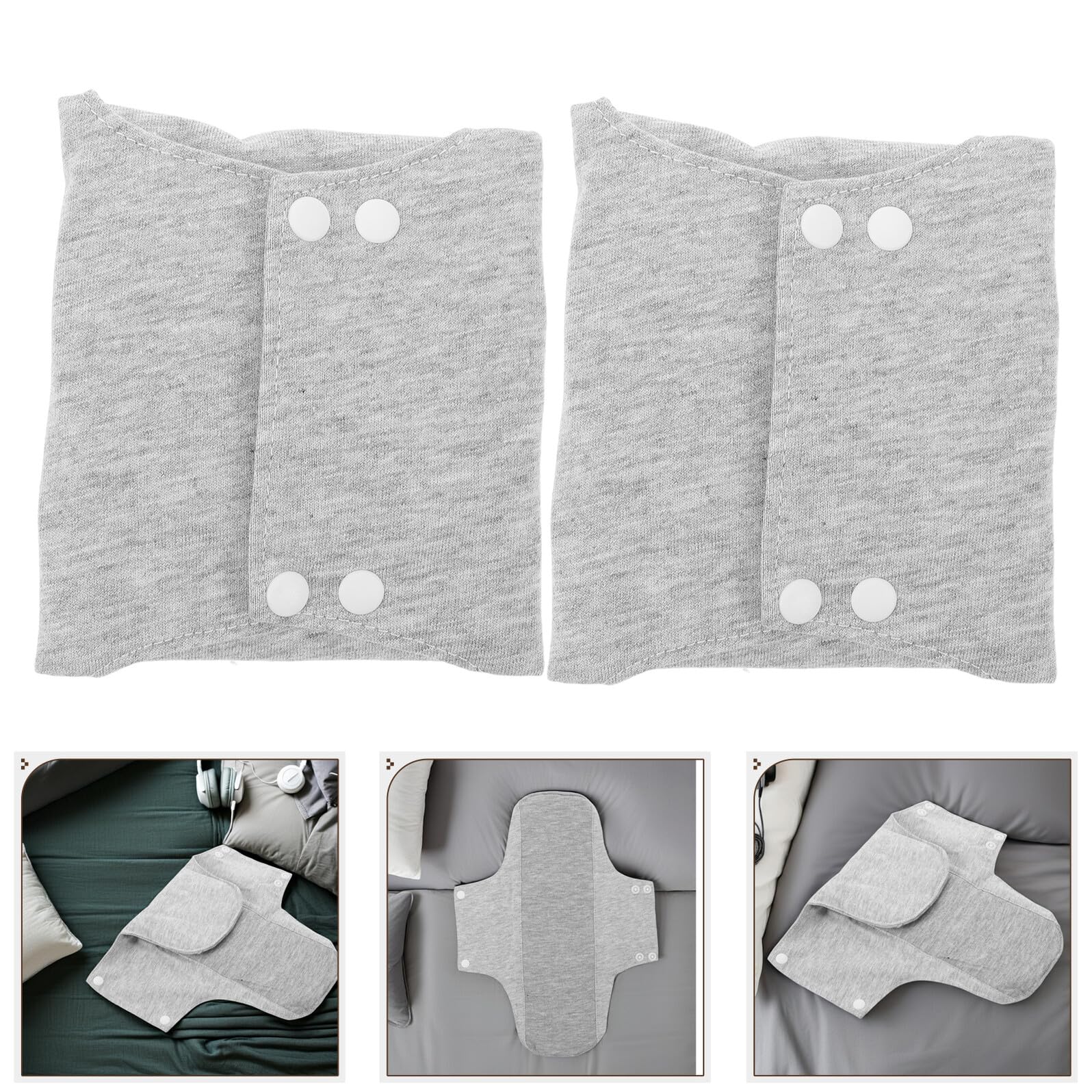 SHOWERORO Compresas Posparto Lavables 2 Unidades 22x28 Cm Absorbentes de Algodón Ultrafinas Gris para Incontinencia Femenina y Cuidado Postnatal, Protección Reutilizable para Uso — view 9