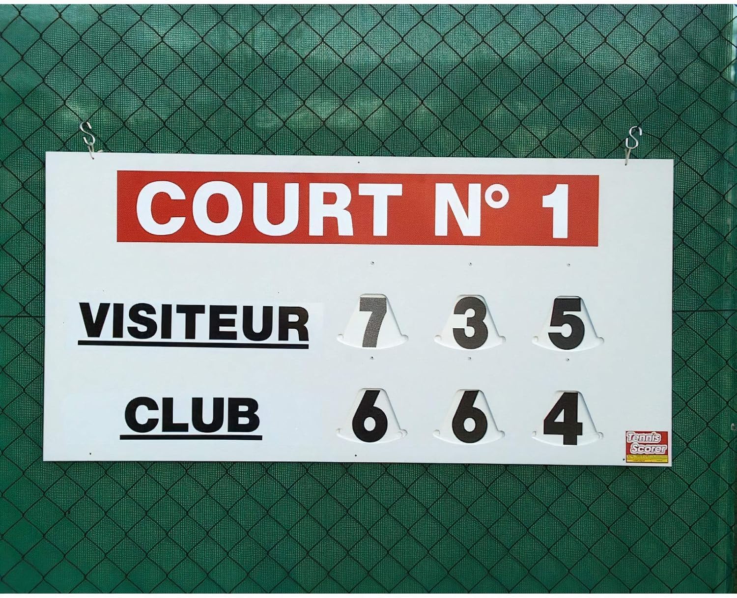 Tabellone Segnapunti Tennis (120 x 60 cm Grande) – Visualizzazione Manuale con Dischi Rotanti – Spazio Sponsor – PVC | Garanzia 5 Anni – Prodotto in Francia – per Club di Tennis e Padel