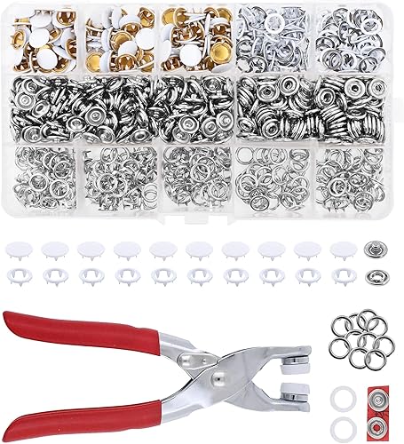 Miniatura 19 de Kit de botón de presión de metal Mandala Crafts - Botones a presión y herramienta de cierre a presión - Cierres coloridos de 9.5mm para coser, ropa