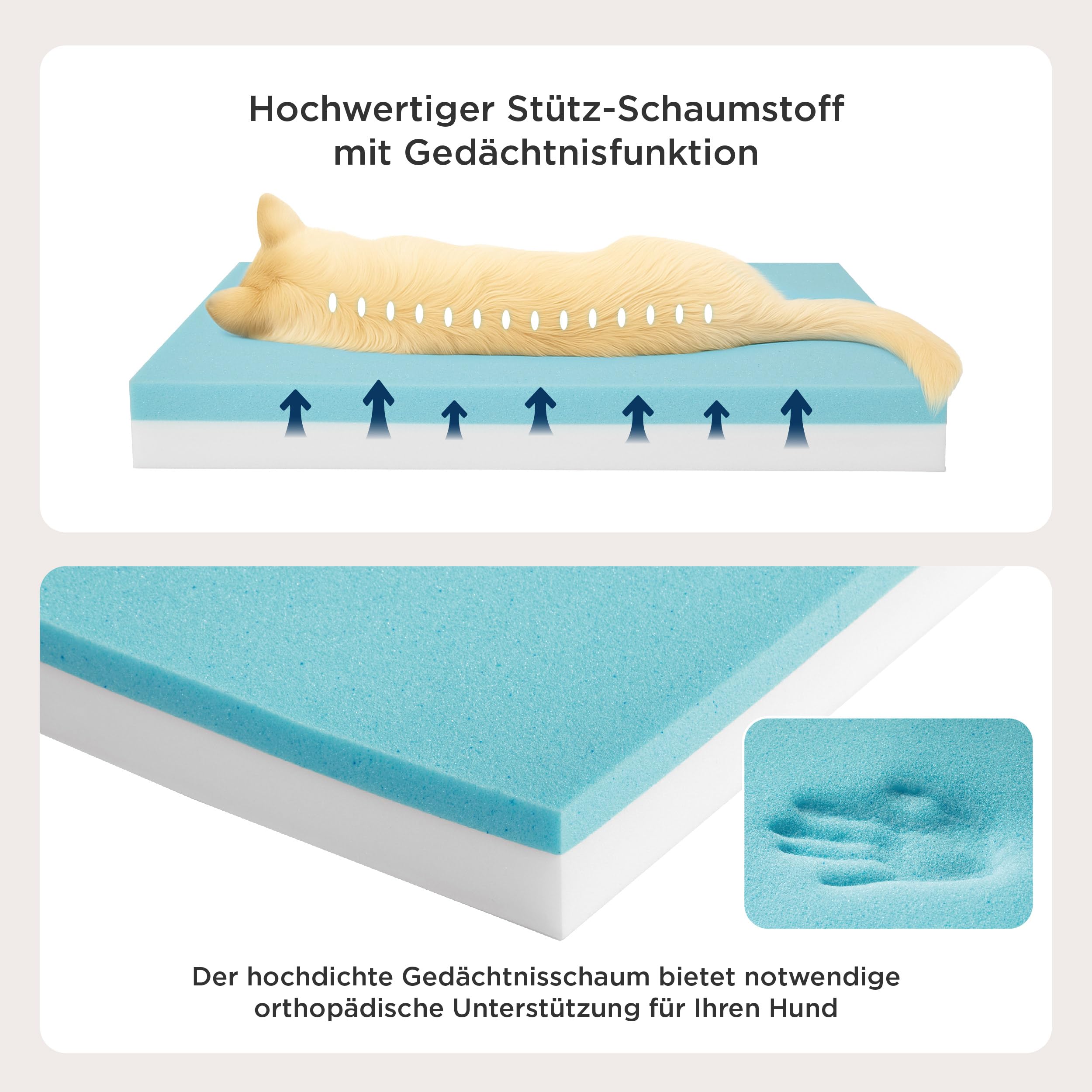 BEDSURE orthopädisches Hundekissen große Hunde - 89x56x8cm waschbares Hundebett mit 2 in 1 Memoryschaum, kuscheliges Hundematte Hundematratze, dunkelgrau