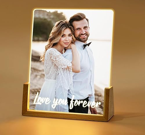 NAZENTI Marco de fotos personalizado con luz LED, lámpara de marco de collage de fotos personalizada, regalos de fotos personalizados, lámpara de