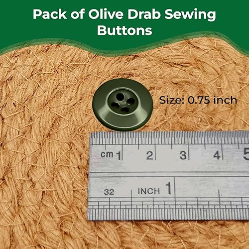 Miniatura 2 de 12 botones de costura negros de 0.75 pulgadas, botones militares militares de 30 L para manualidades, botones de acabado mate pulido de 4 agujeros,