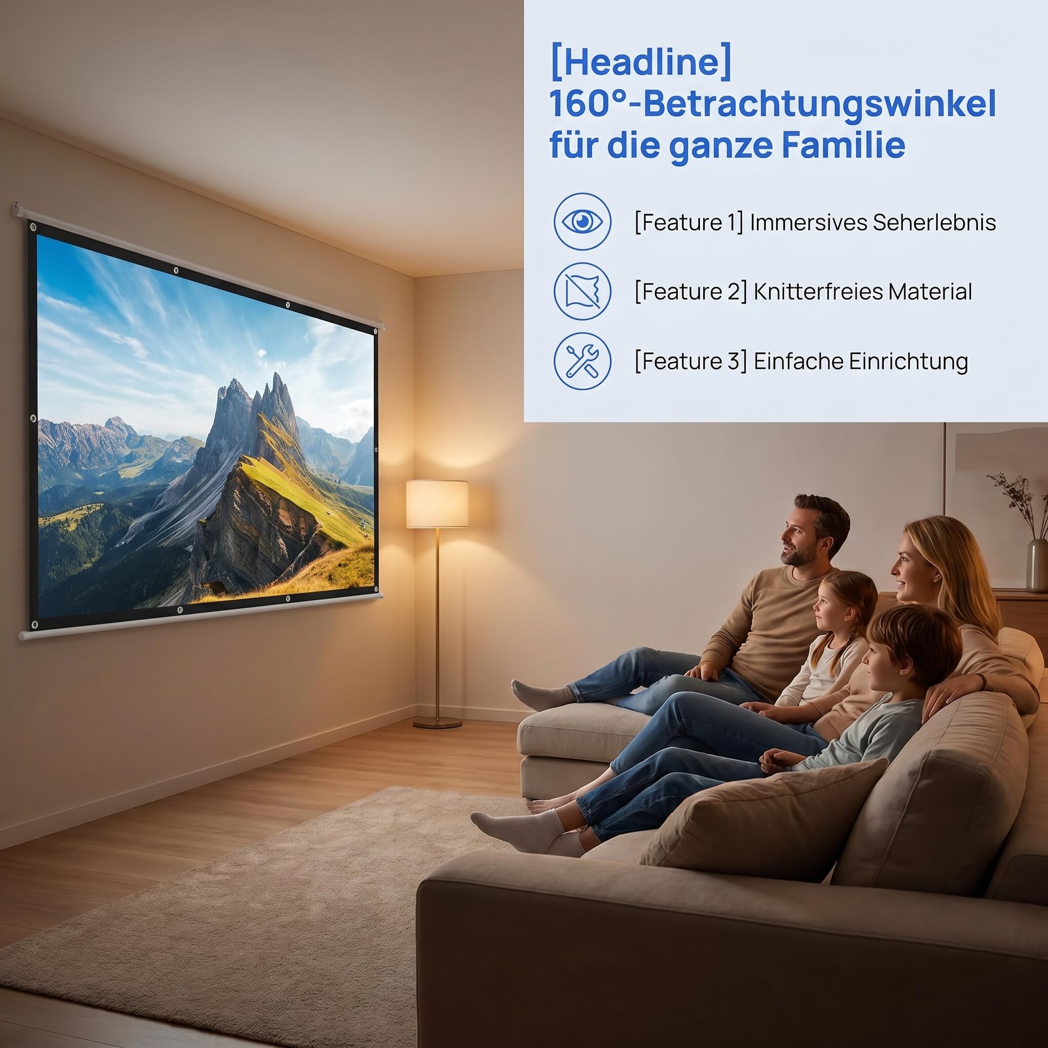 Beamer Leinwand Outdoor mit Stativ, Tragbar Projektor Leinwand 100 Zoll, 16:9 4K HD Projektor Leinwand Tragbar, Filmleinwand Indoor Projektor Tragbare Outdoor Kino für Heimkino Gartenkino Theater